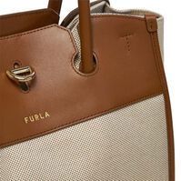 Furla Bolso Tesuto Canvas Natural Cognac   Furla Bolso Tesuto Canvas Natural Cognac   2